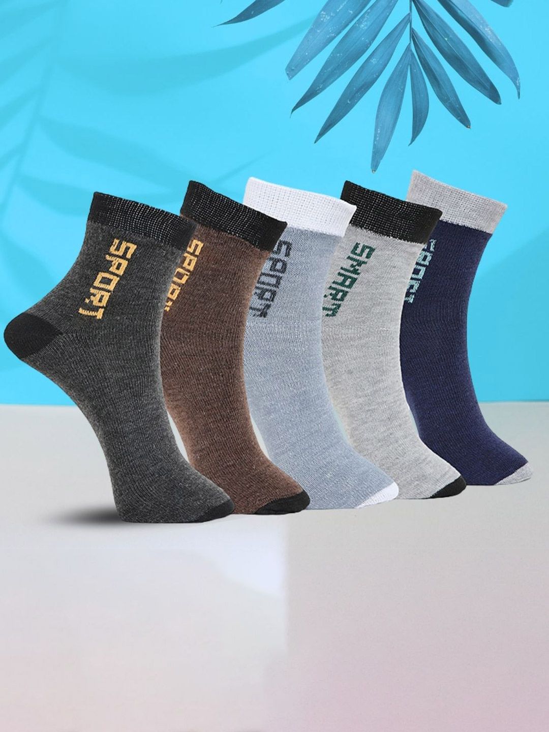MJE Pack Of 5 Printed Mid Rise Ankle Length Socks-picture-13