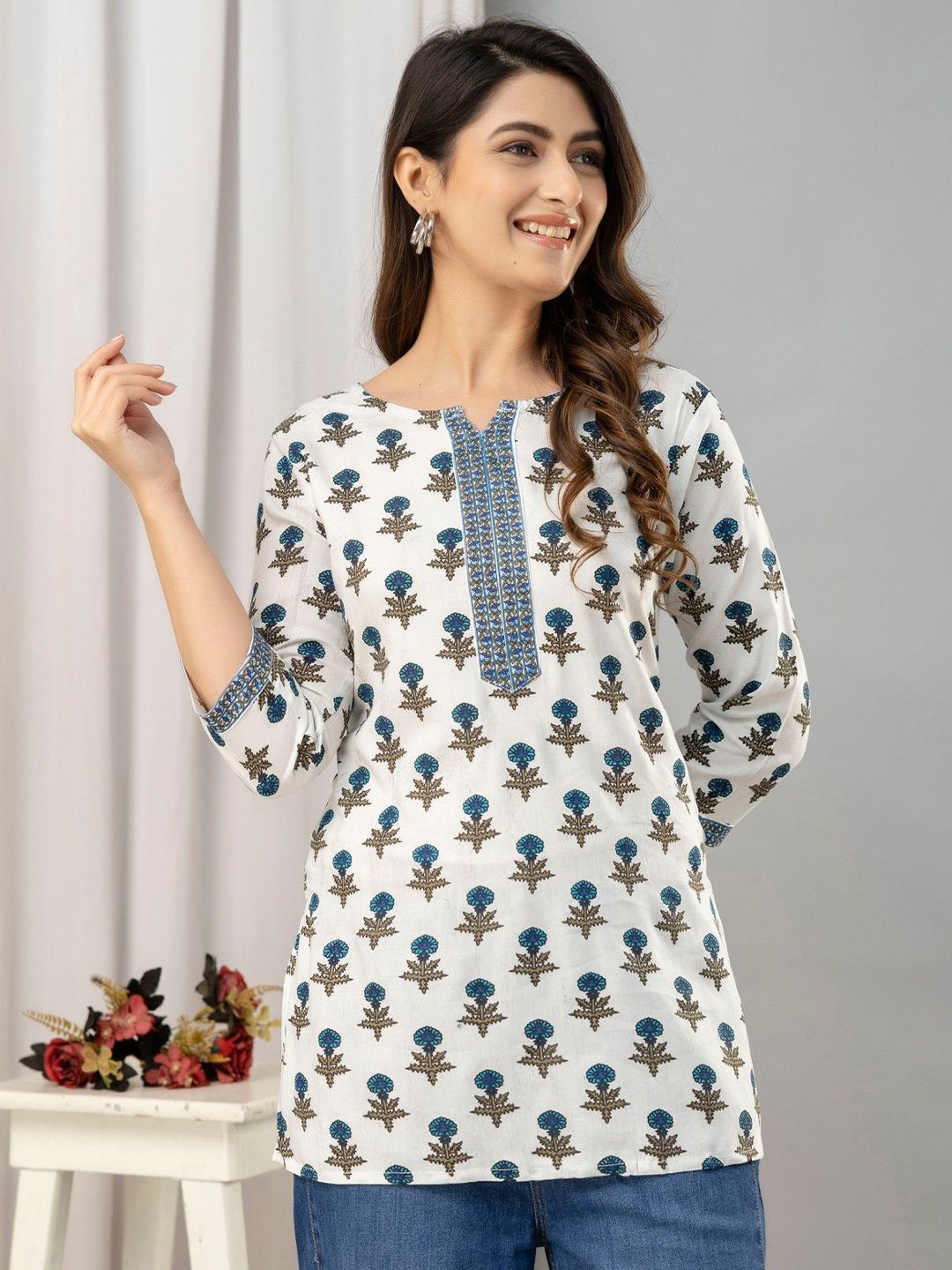 HARITWAL Ethnic Motifs Printed Pure Cotton Kurti-picture-44