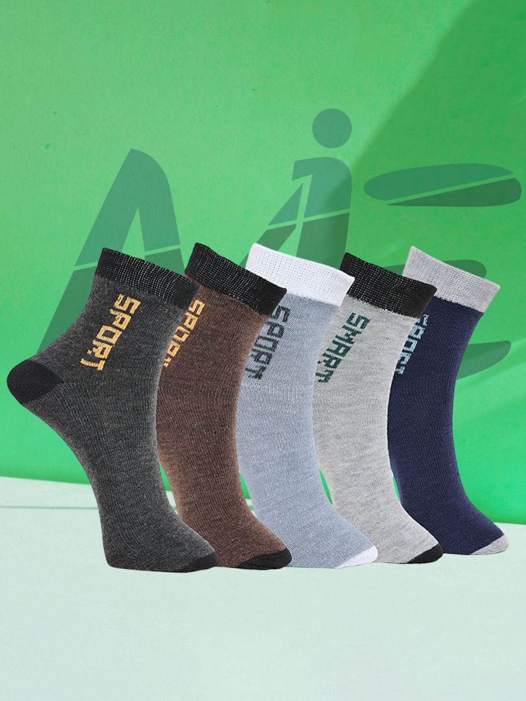 MJE Pack Of 5 Printed Mid Rise Ankle Length Socks-picture-43