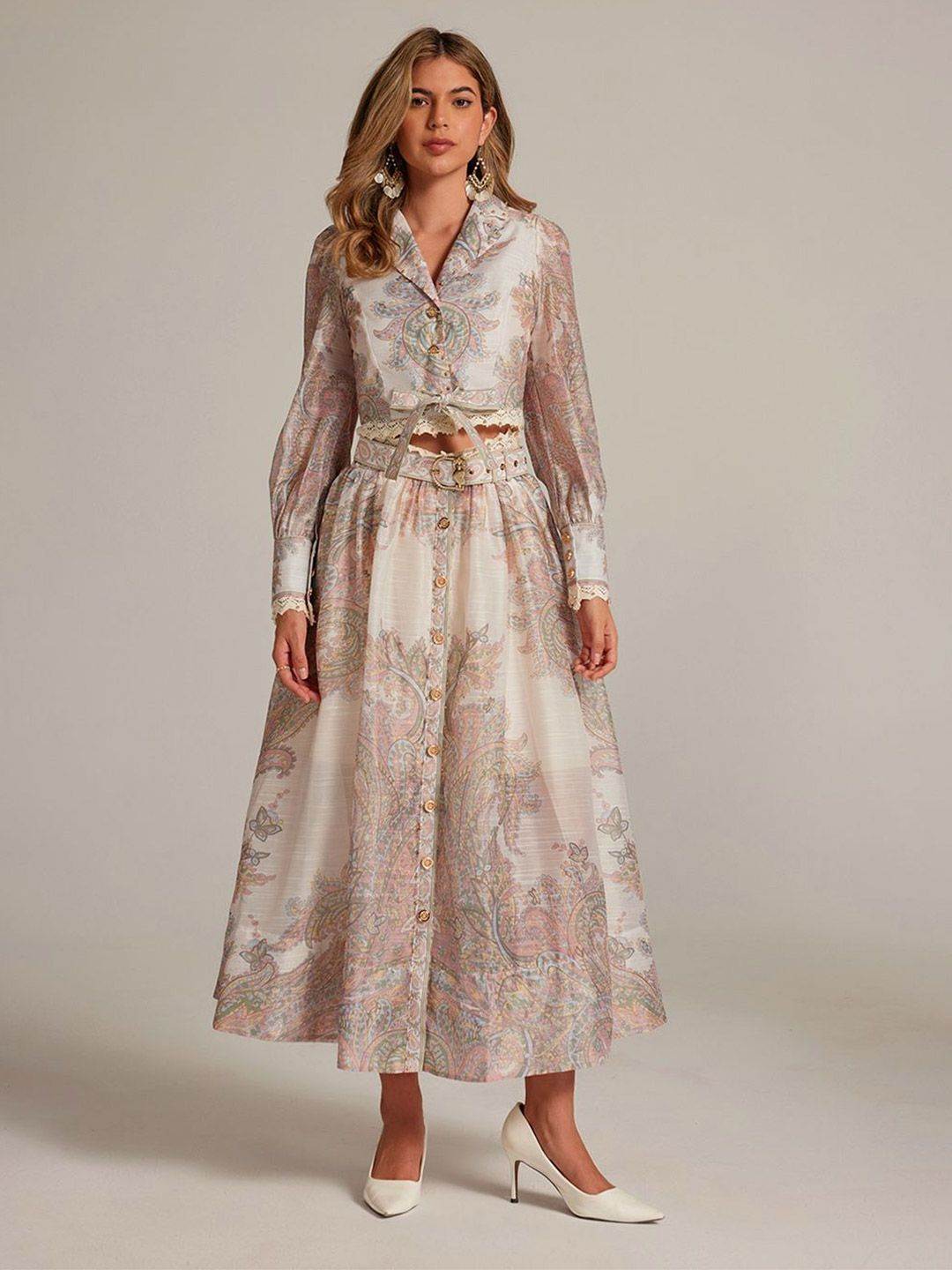 JC Collection Floral Printed Lapel Collar Top With Skirt Co-Ords-picture-25