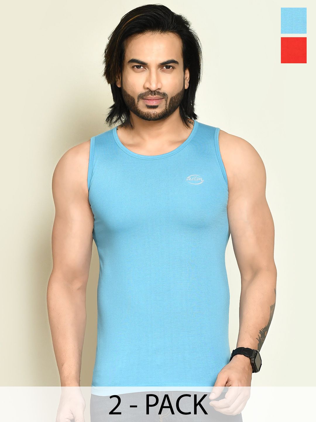 RAPL Pack Of 2 Round Neck Tank Vests M_SDP2_Rd-Sky_S-image-48