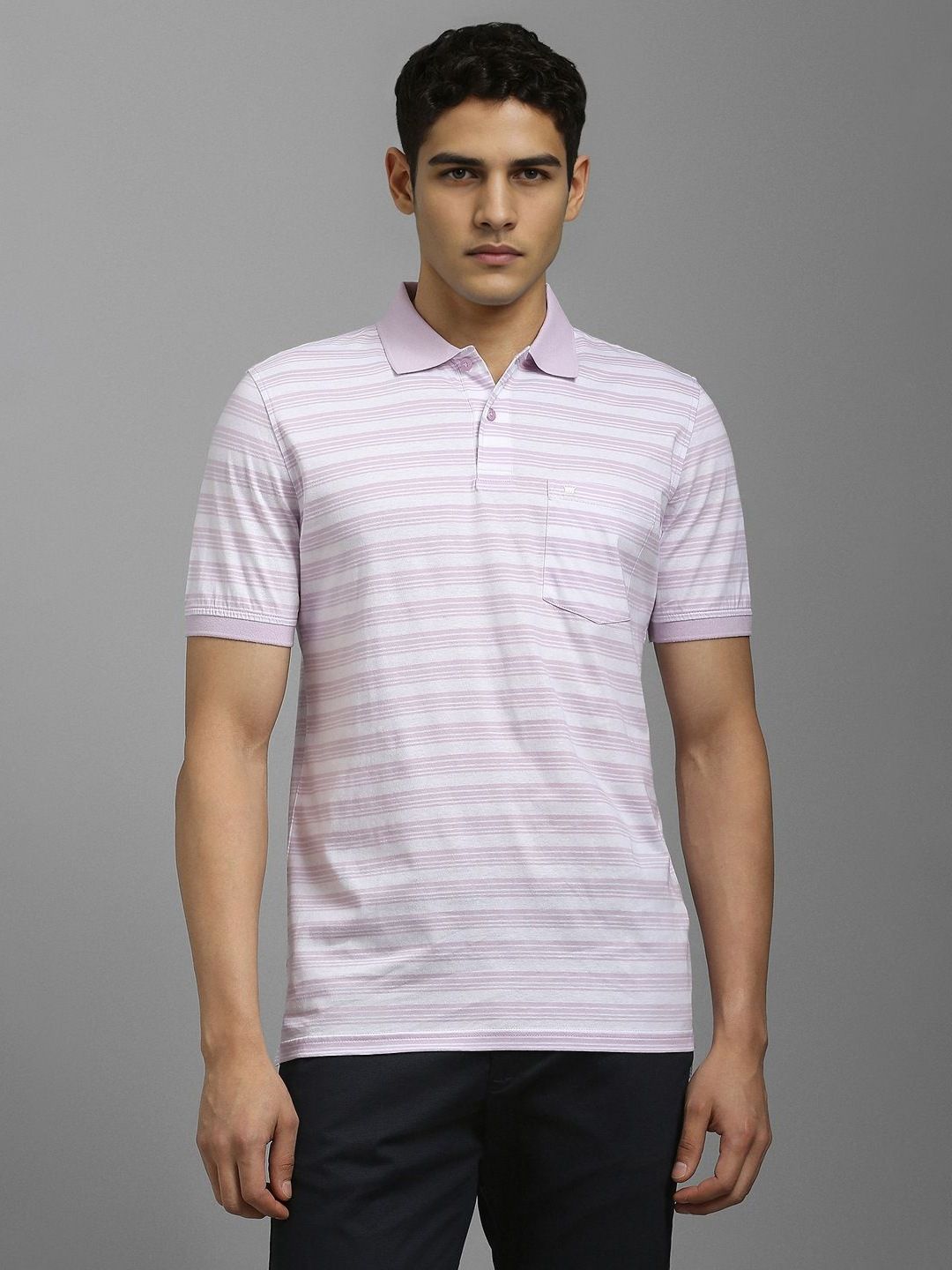 Louis Philippe Men Striped Polo Collar Pockets T-shirt-picture-10