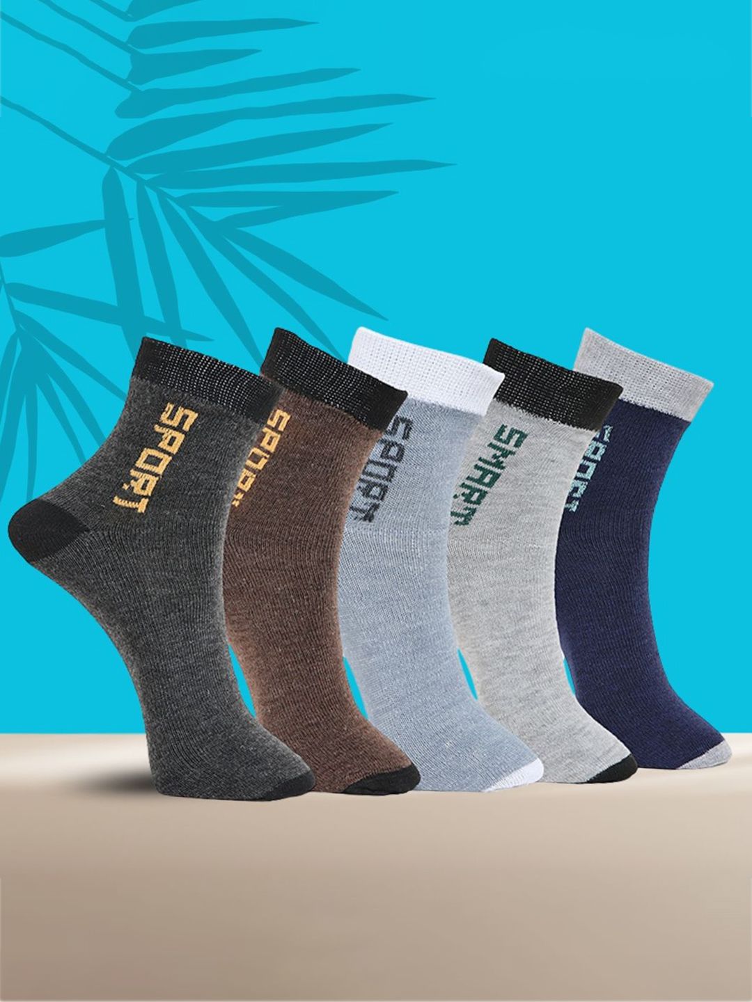 MJE Pack Of 5 Printed Mid Rise Ankle Length Socks-picture-13