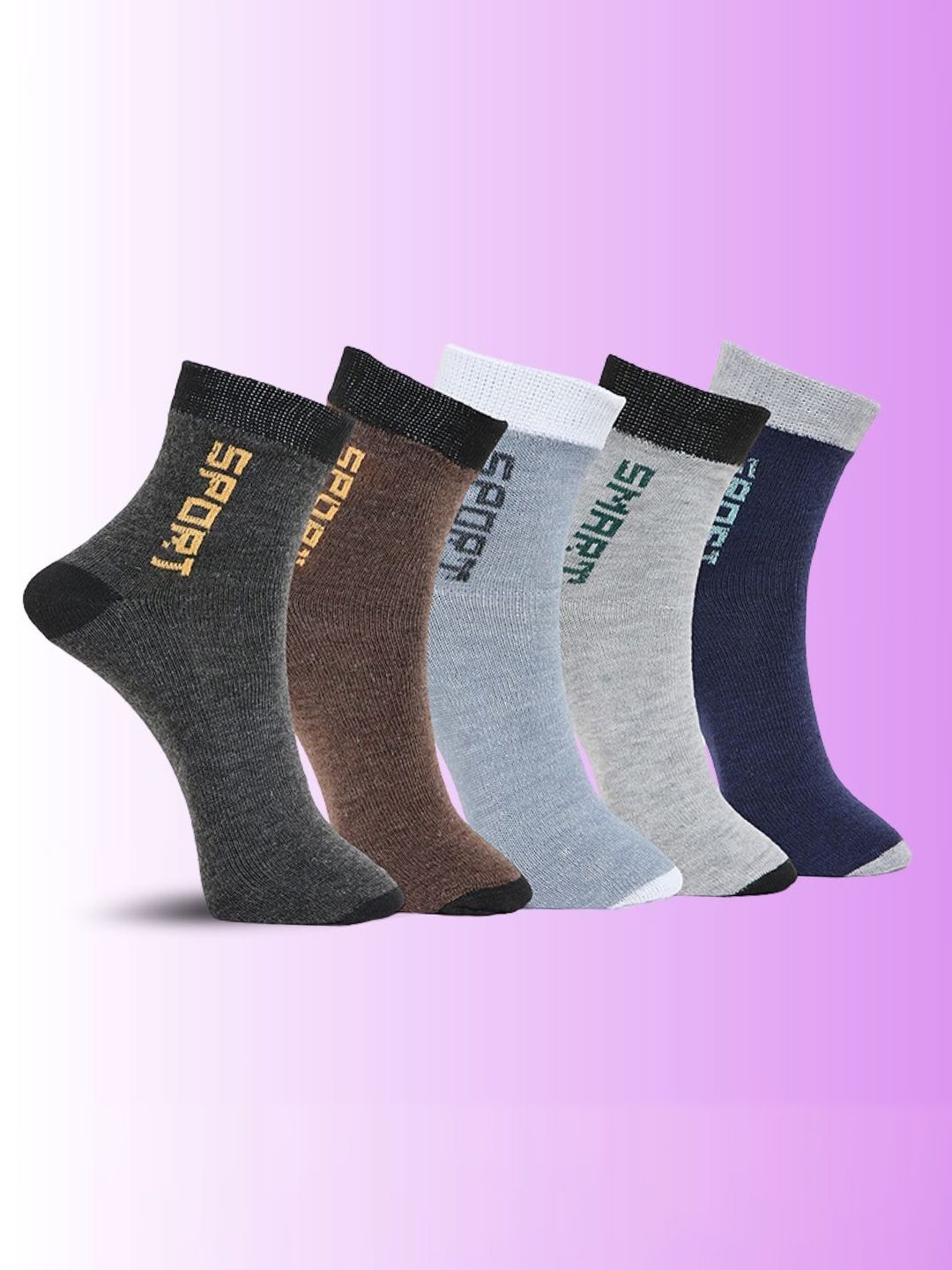 MJE Unisex Pack Of 5 Printed Anti-Odour Ankle-Length Socks-picture-27