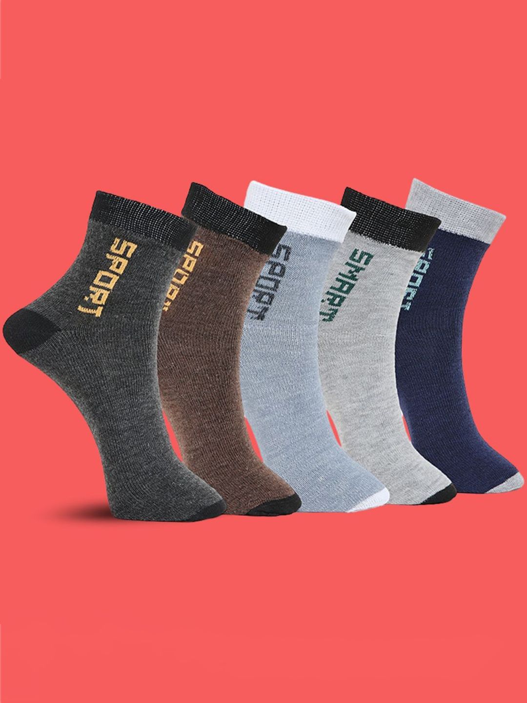 MJE Pack Of 5 Printed Mid Rise Ankle Length Socks-picture-22