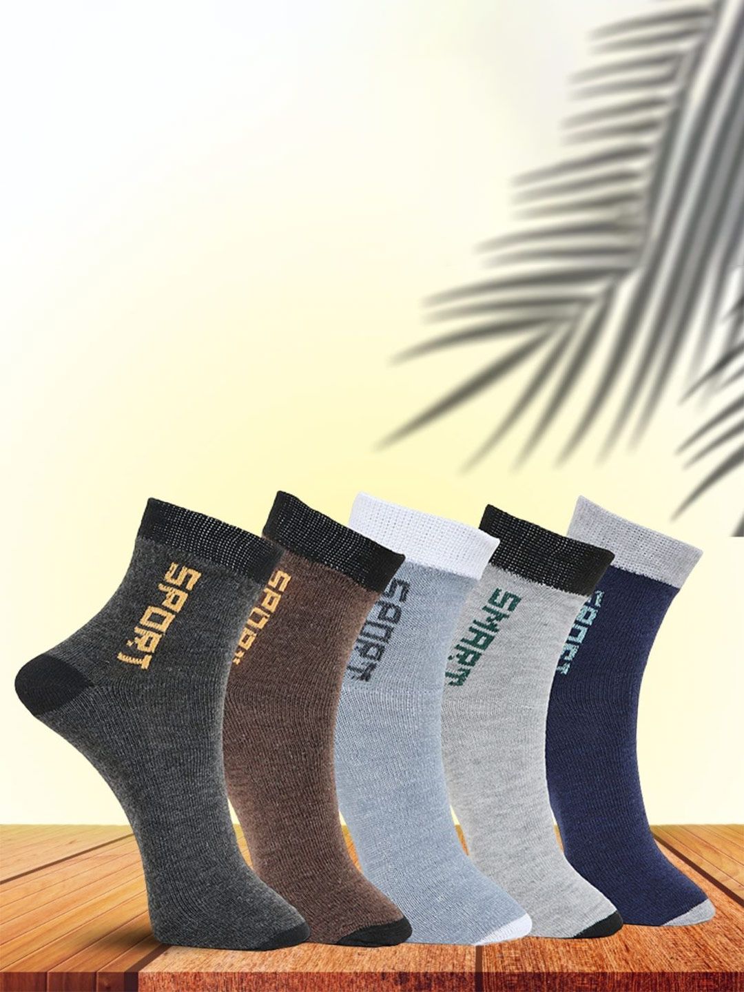 MJE Unisex Pack Of 5 Printed Anti-Odour Ankle-Length Socks-picture-1