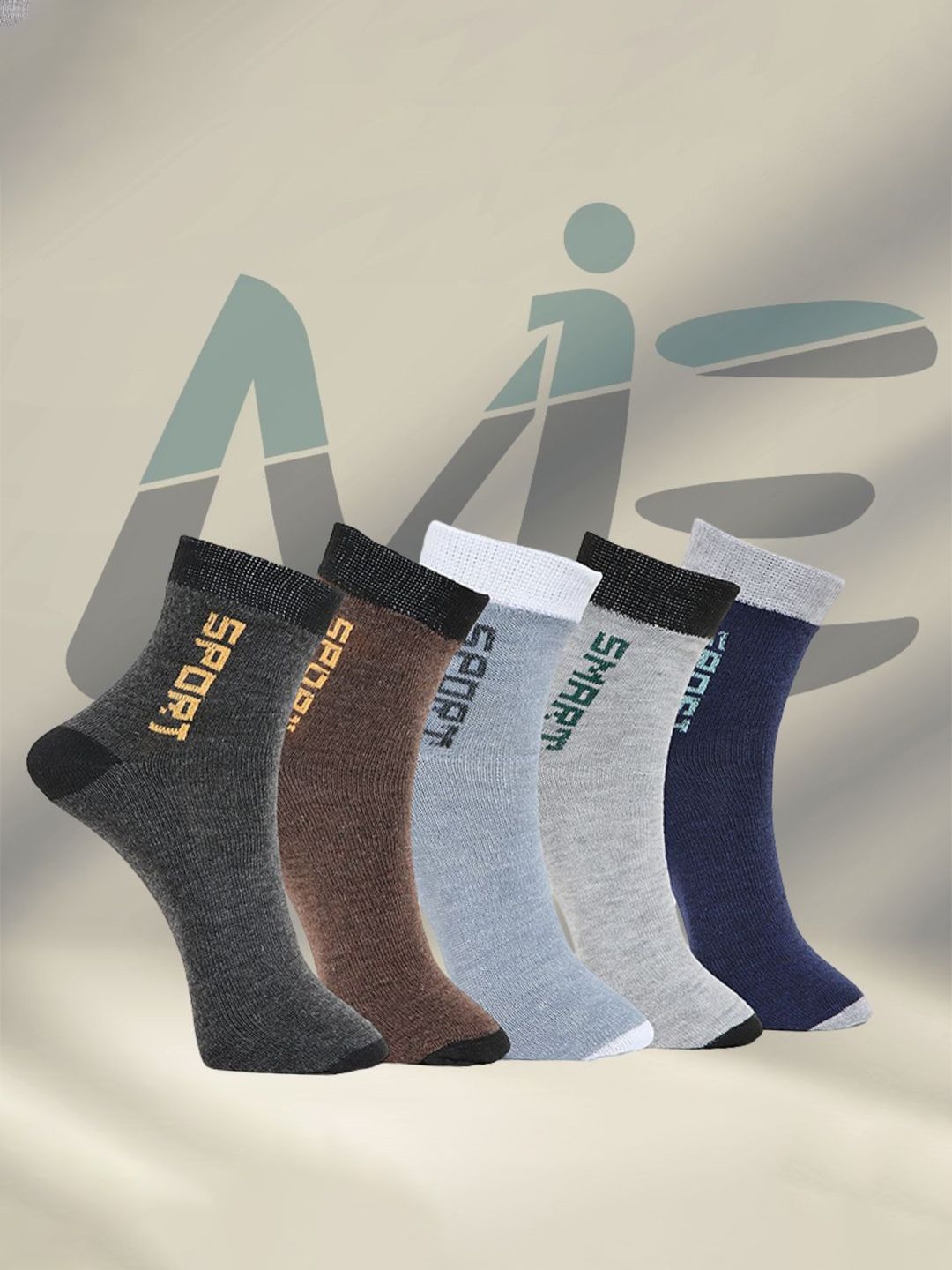 MJE Pack Of 5 Printed Mid Rise Ankle Length Socks-picture-35
