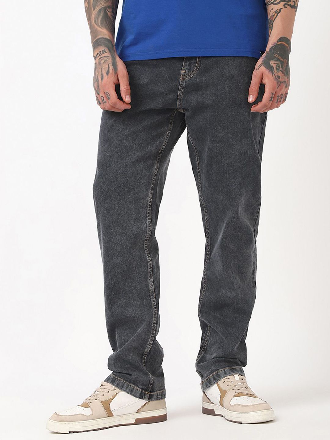 Bewakoof Men Mid-Rise Stretchable Washed Jeans-picture-11