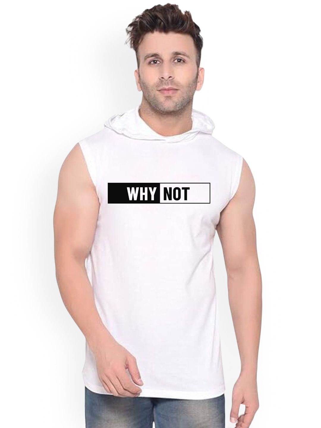 Fashnobic WHYNOT Printed Hooded Gym Vest - K__Print-188_gym_vest White M-picture-39