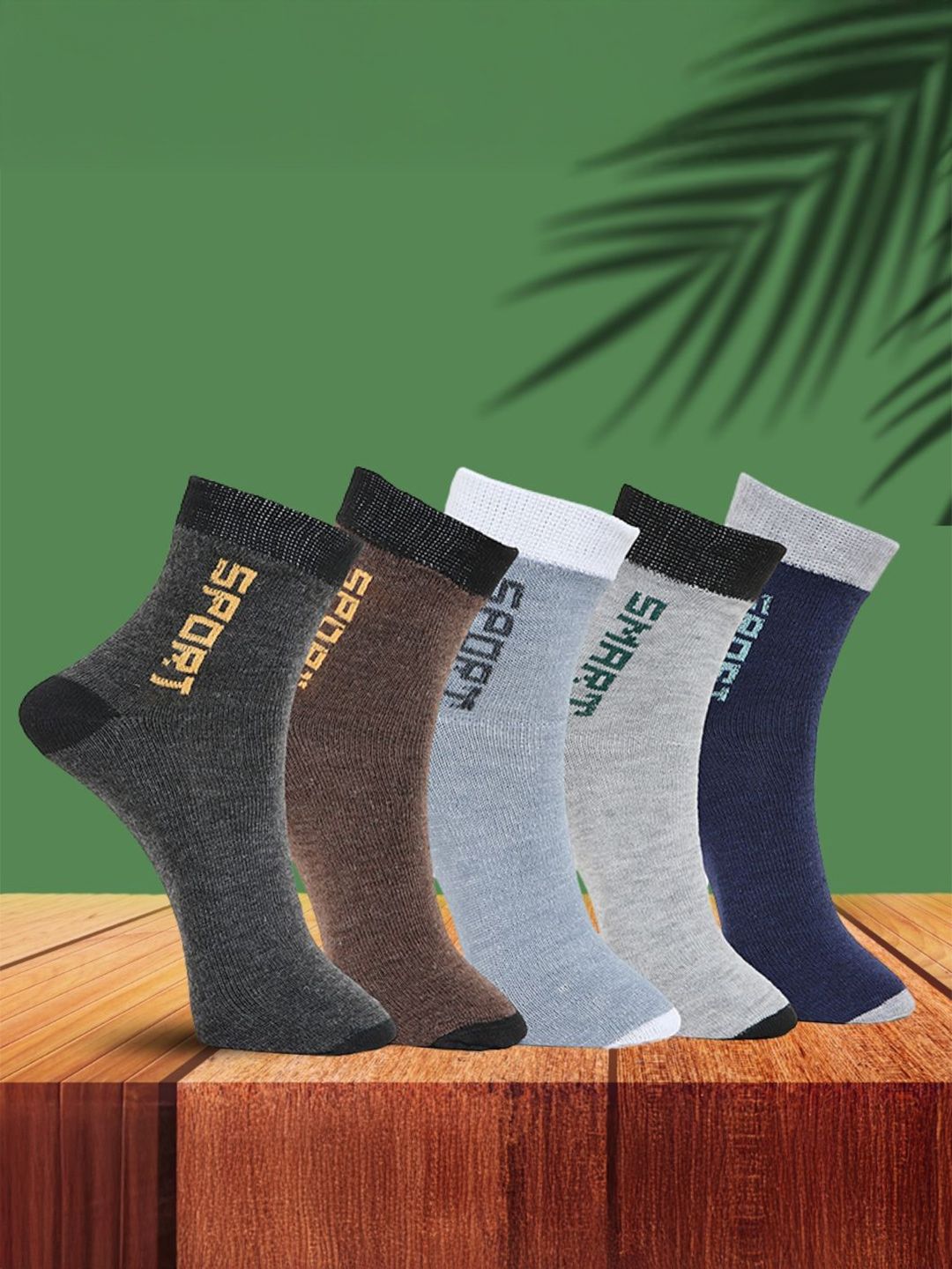 MJE Pack Of 5 Printed Mid Rise Ankle Length Socks-picture-30