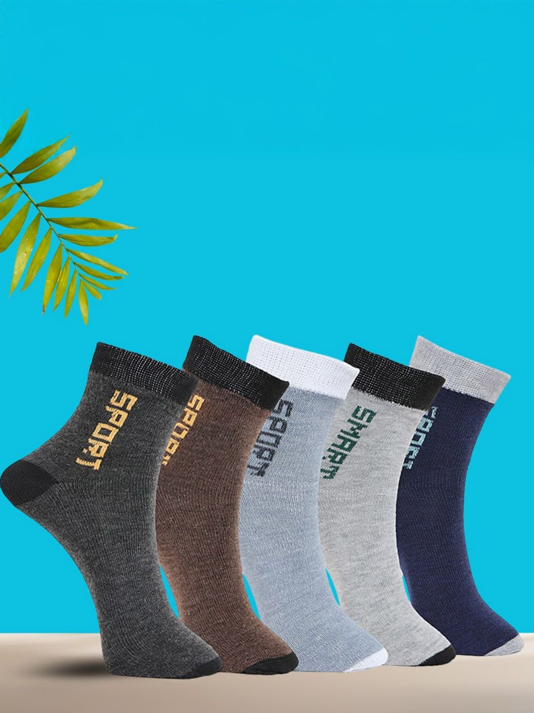 MJE Pack Of 5 Printed Mid Rise Ankle Length Socks-picture-14