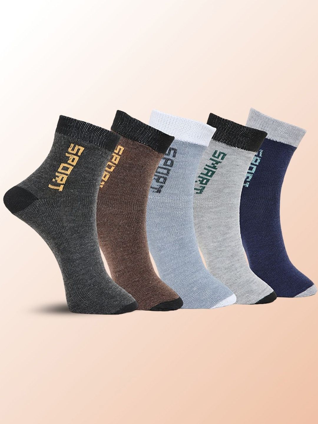 MJE Unisex Pack Of 5 Printed Anti-Odour Ankle-Length Socks-picture-27