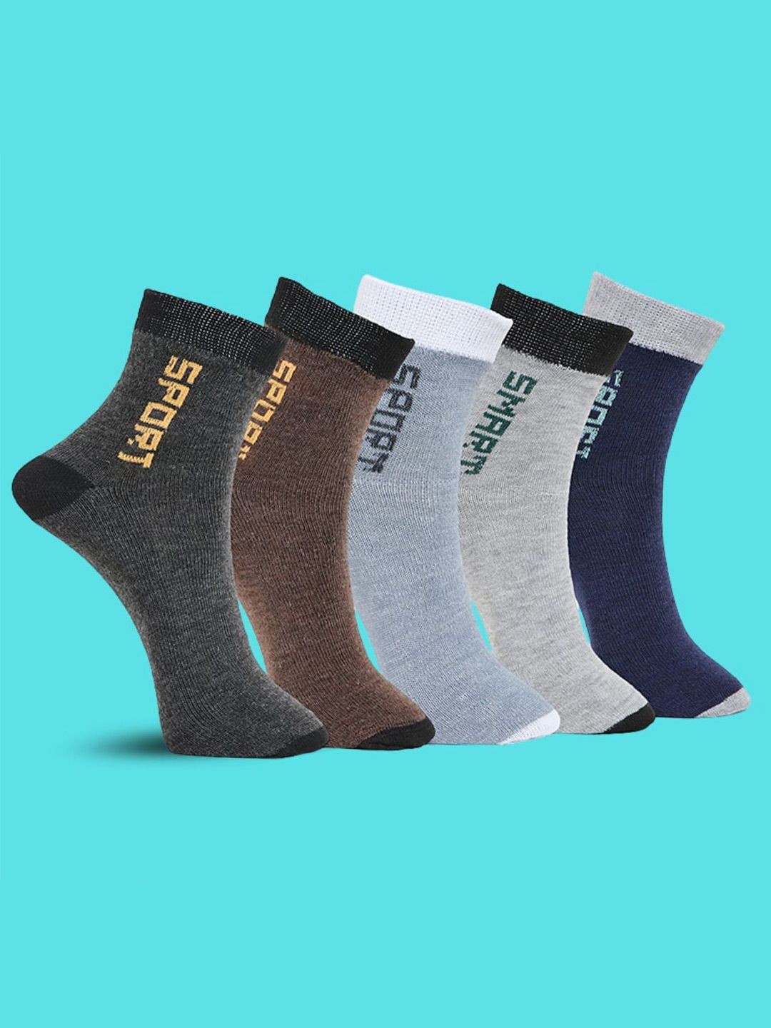 MJE Pack Of 5 Printed Mid Rise Ankle Length Socks-picture-20