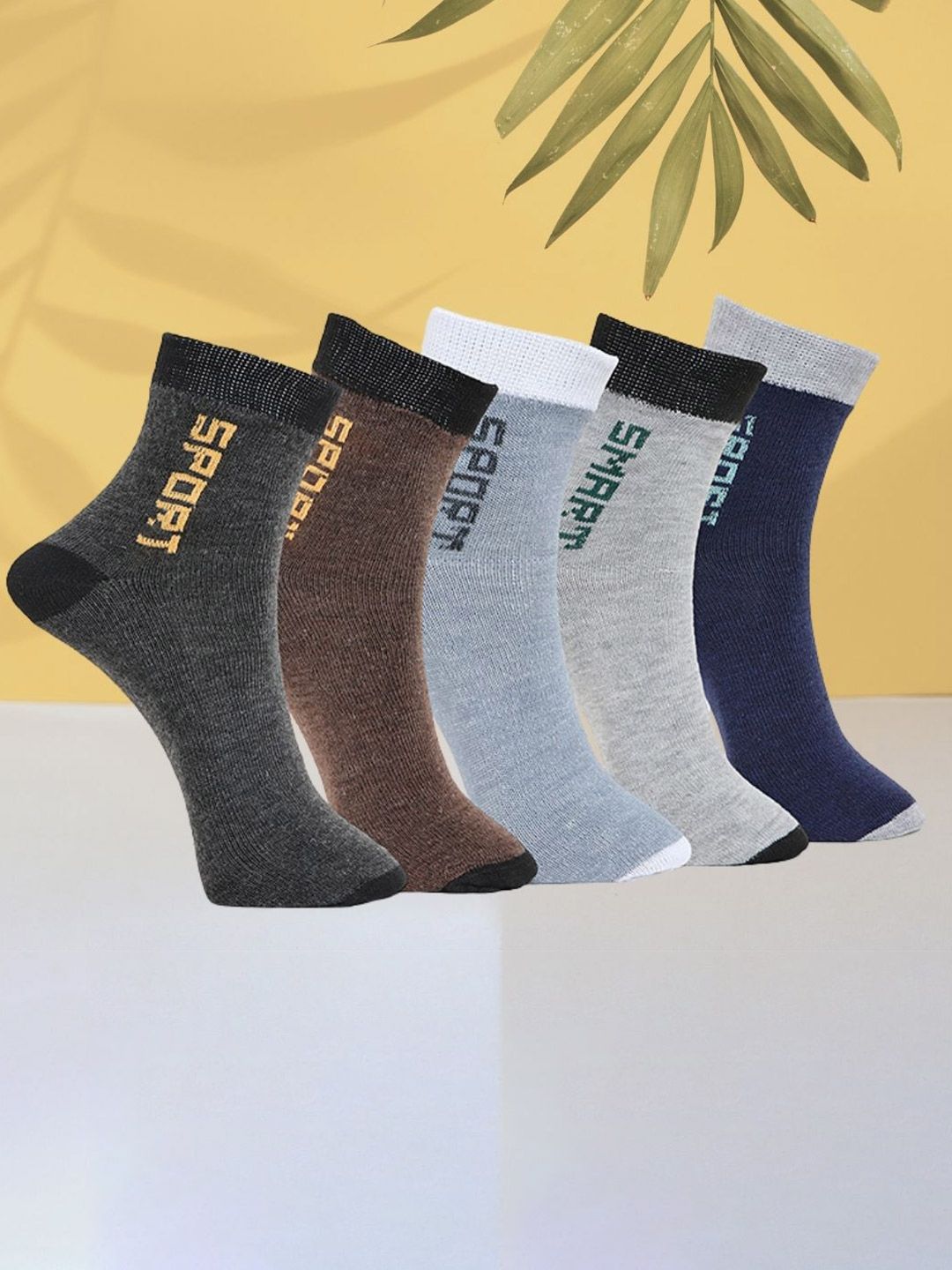 MJE Unisex Pack Of 5 Printed Anti-Odour Ankle-Length Socks-picture-32