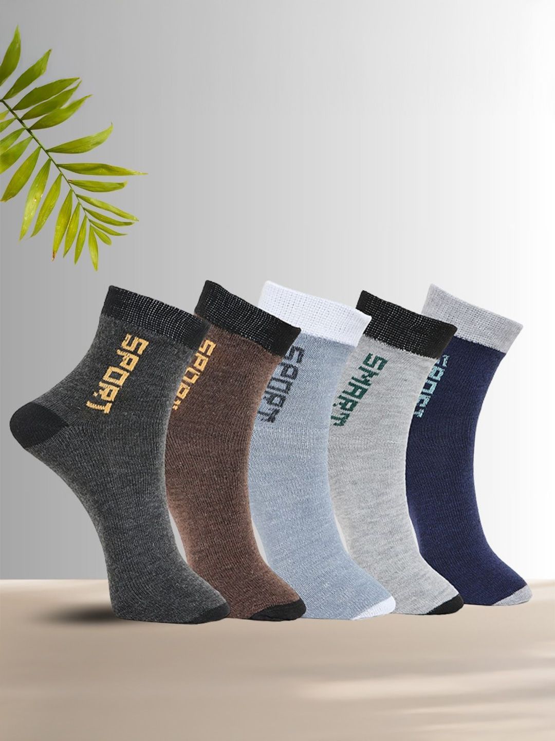 MJE Pack Of 5 Printed Mid Rise Ankle Length Socks-picture-4