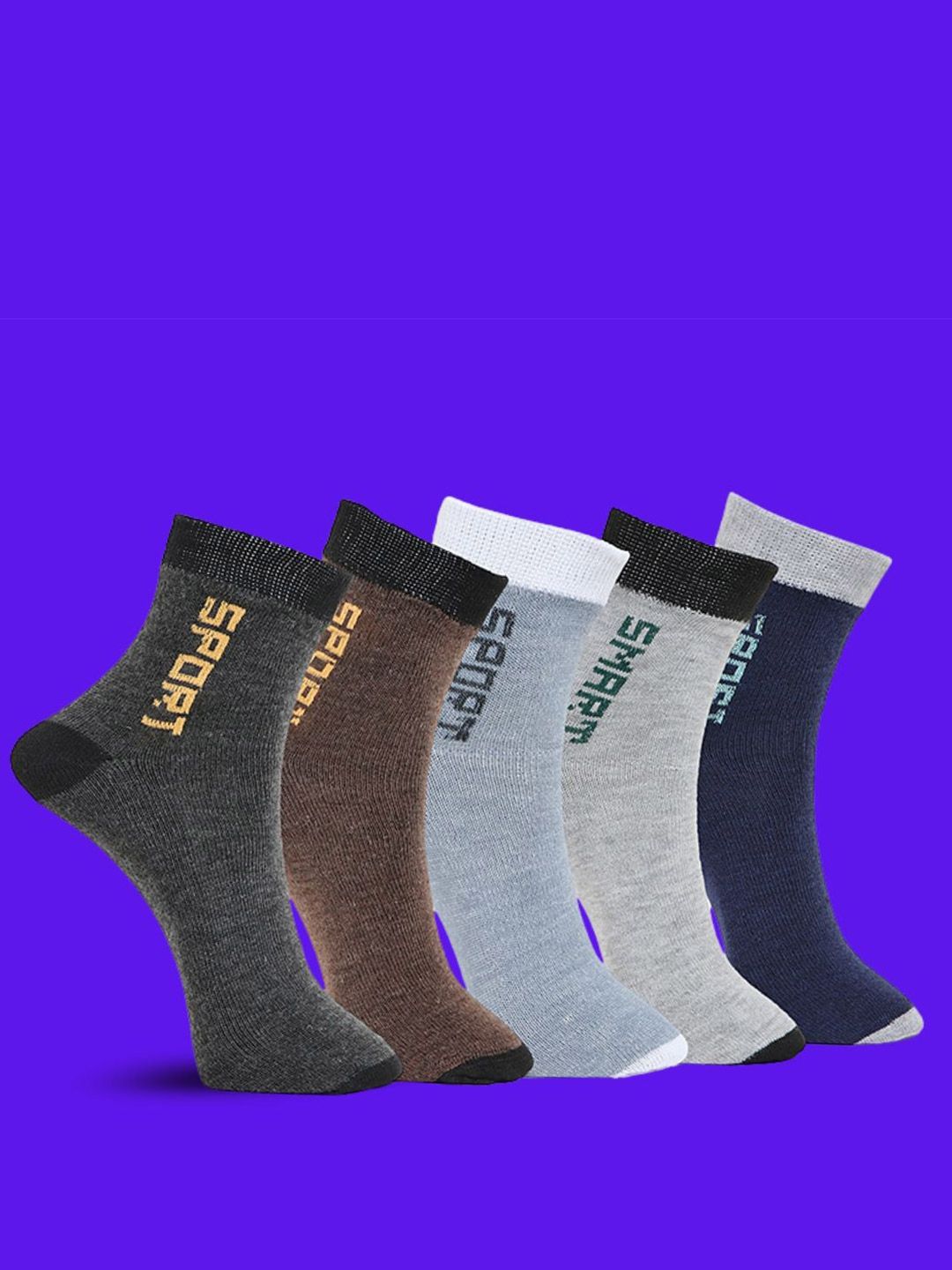MJE Pack Of 5 Printed Mid Rise Ankle Length Socks-picture-46