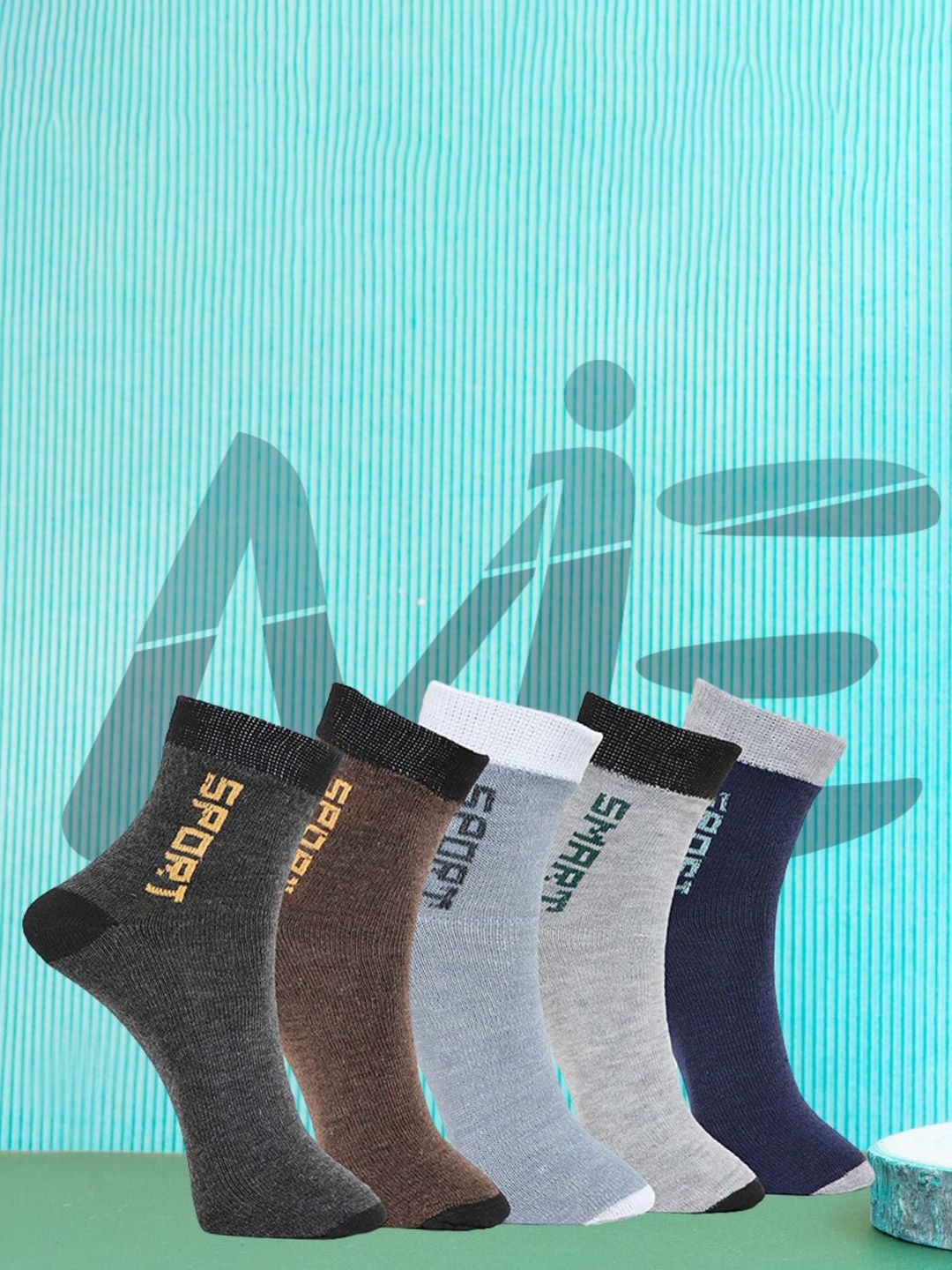 MJE Pack Of 5 Printed Mid Rise Ankle Length Socks-picture-8