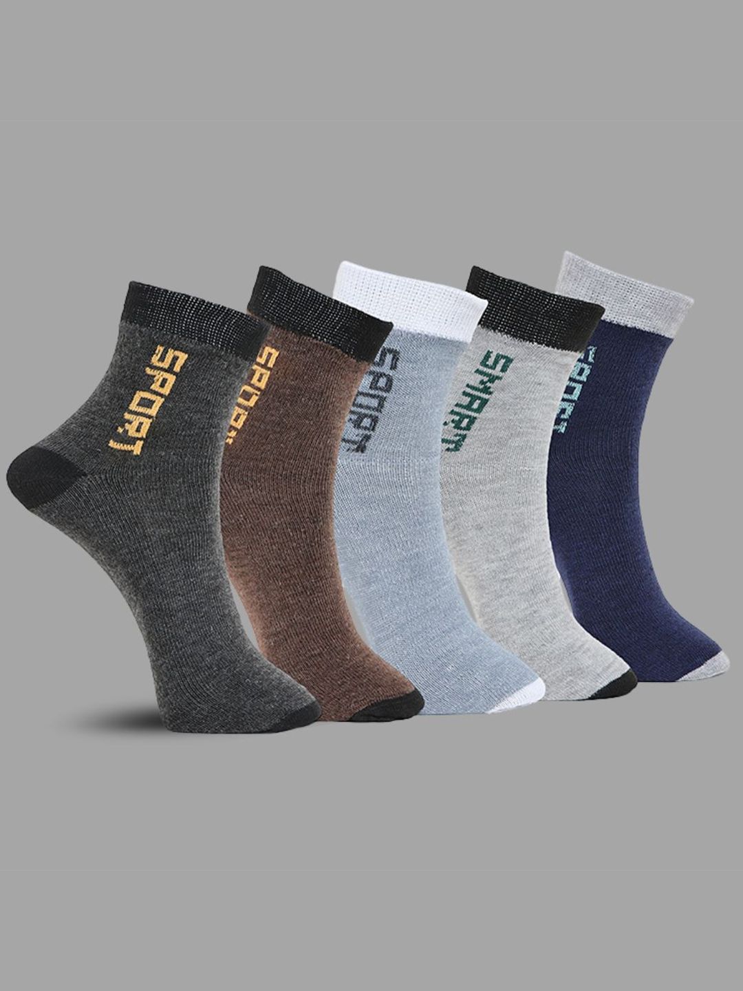 MJE Pack Of 5 Printed Mid Rise Ankle Length Socks-picture-24