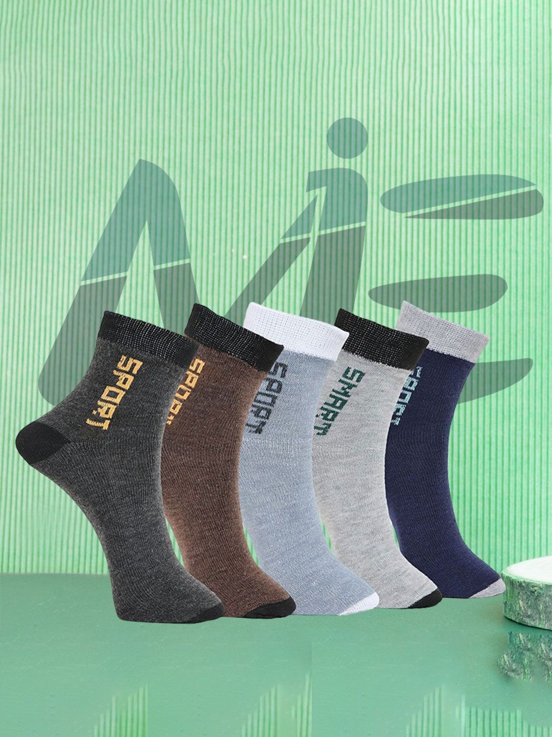 MJE Unisex Pack Of 5 Printed Anti-Odour Ankle-Length Socks-picture-53