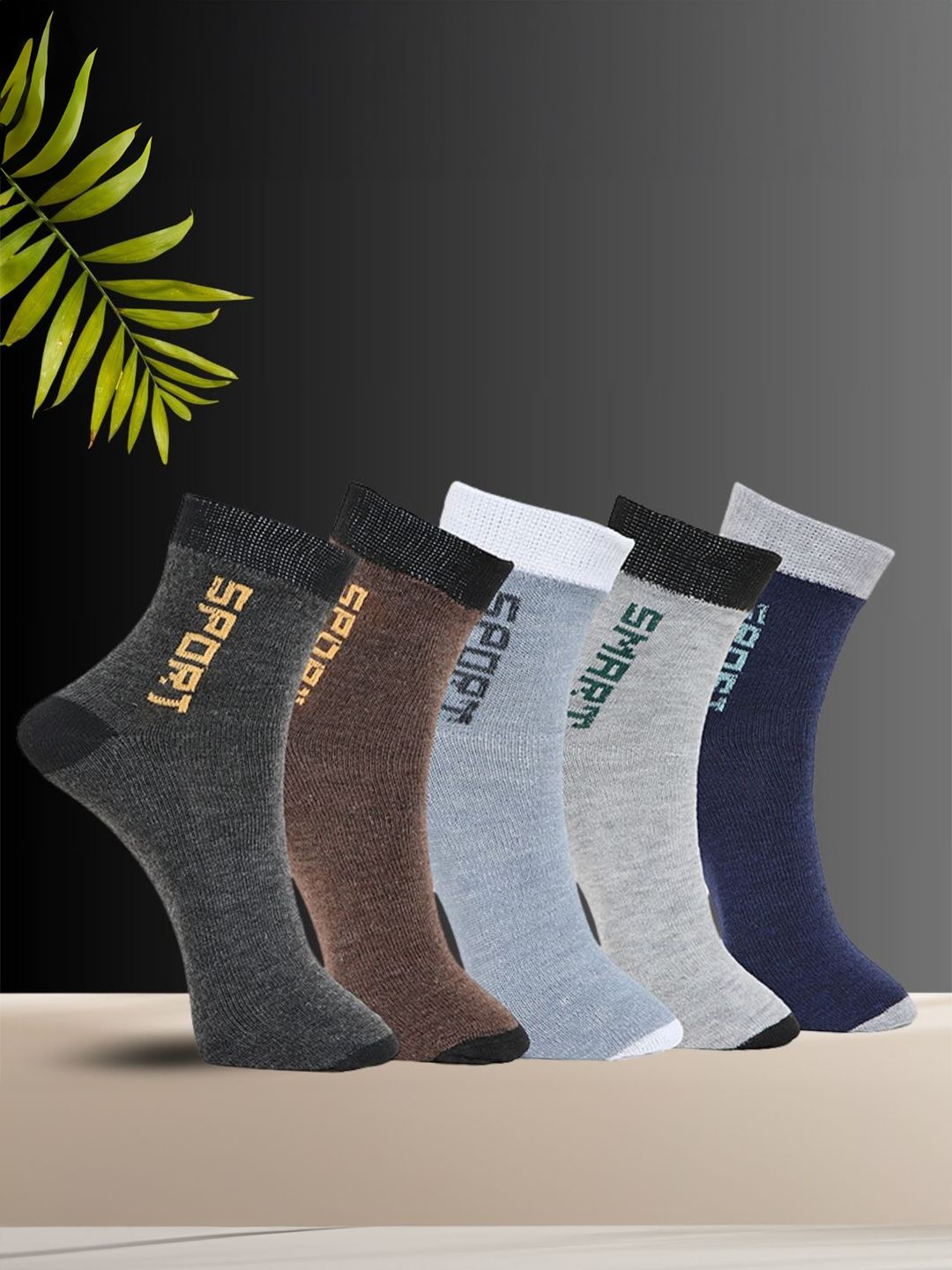 MJE Pack Of 5 Printed Mid Rise Ankle Length Socks-picture-39