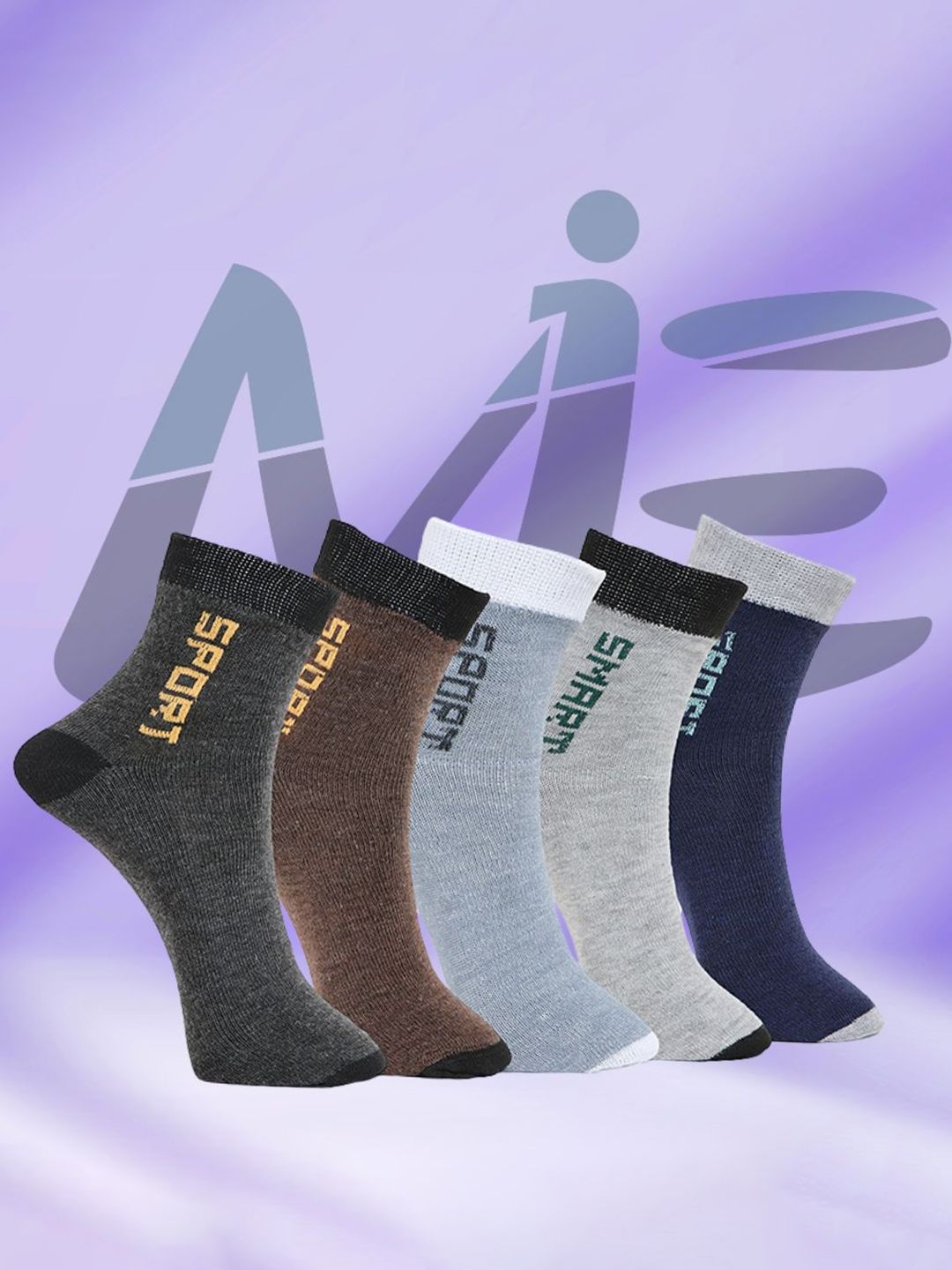 MJE Pack Of 5 Printed Mid Rise Ankle Length Socks-picture-42