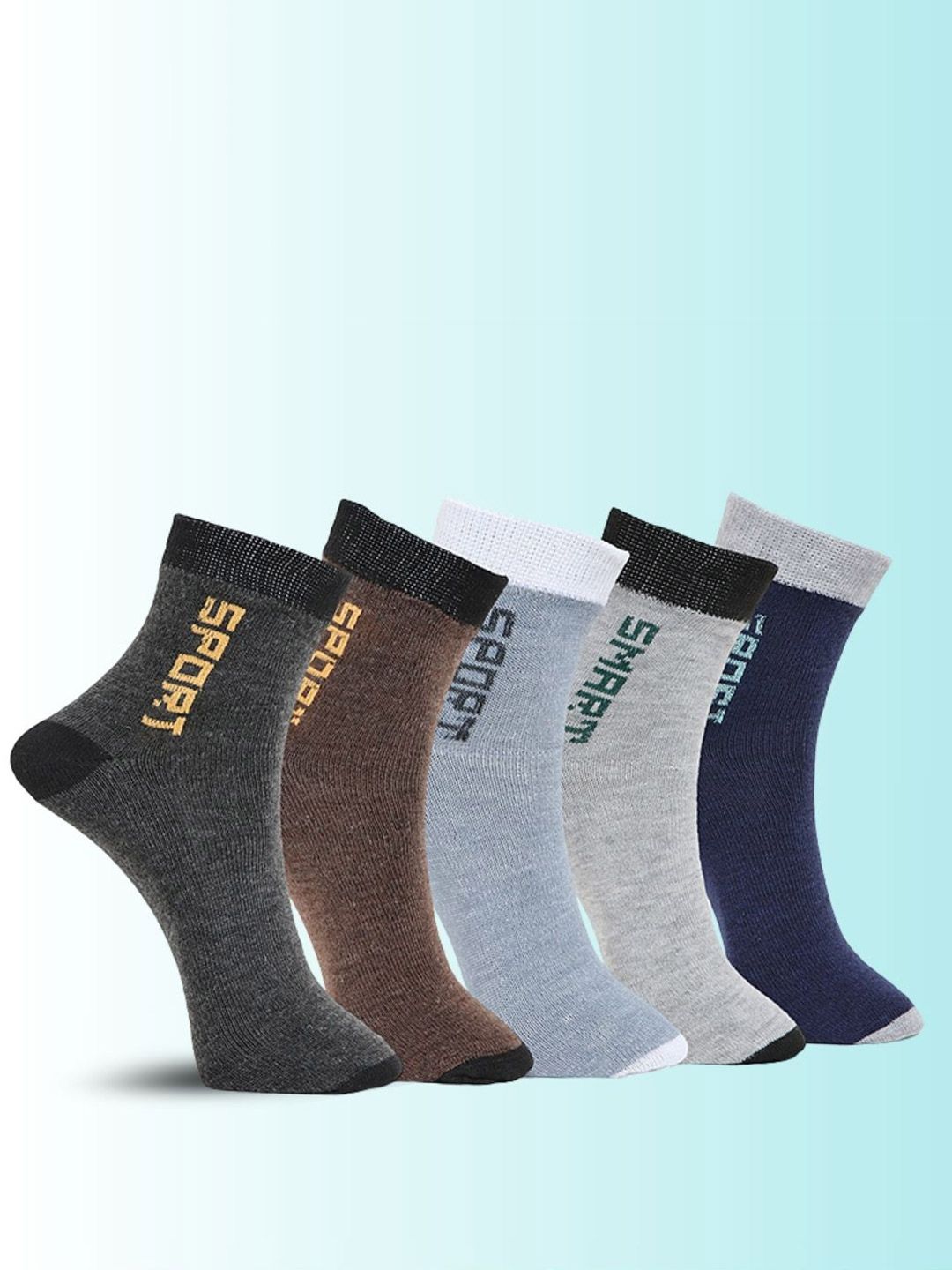MJE Pack Of 5 Printed Mid Rise Ankle Length Socks-picture-20