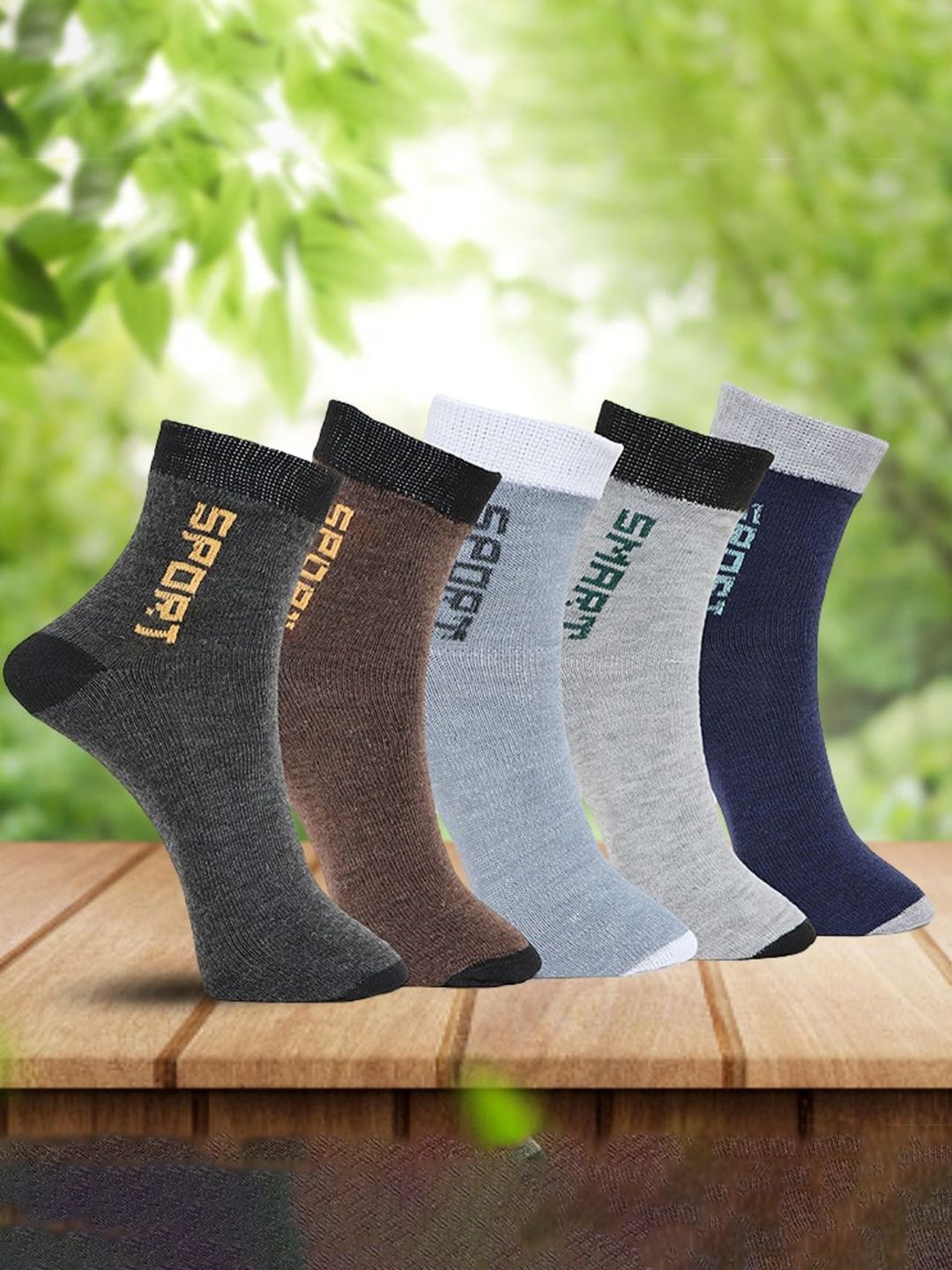 MJE Pack Of 5 Printed Mid Rise Ankle Length Socks-picture-43