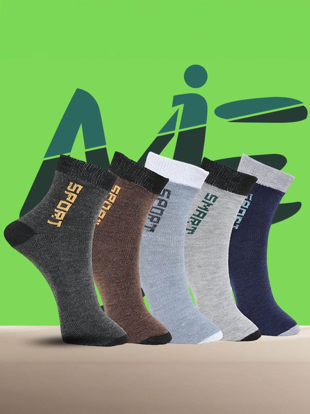 MJE Unisex Pack Of 5 Printed Anti-Odour Ankle-Length Socks-picture-14