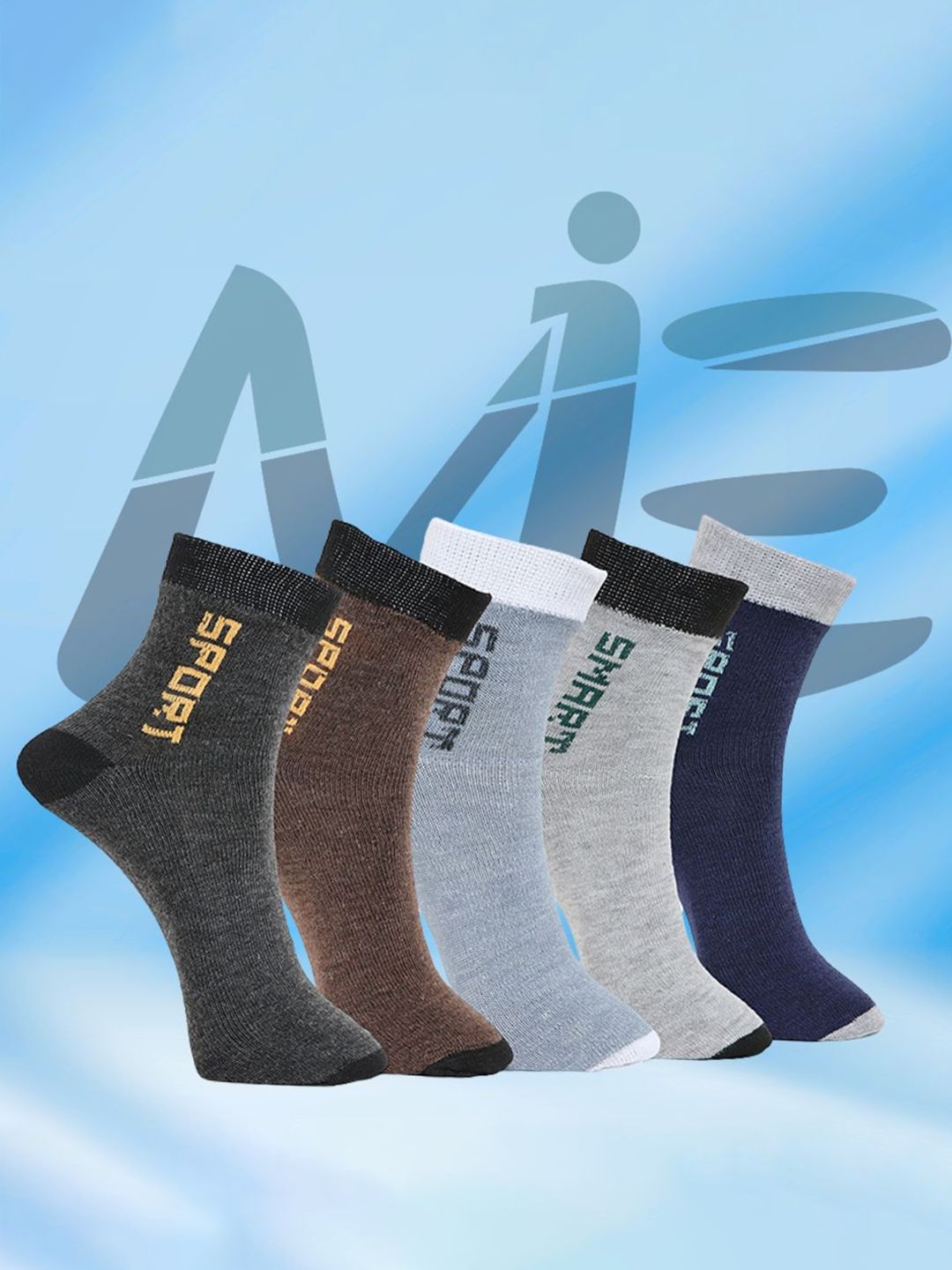 MJE Unisex Pack Of 5 Printed Anti-Odour Ankle-Length Socks-picture-34