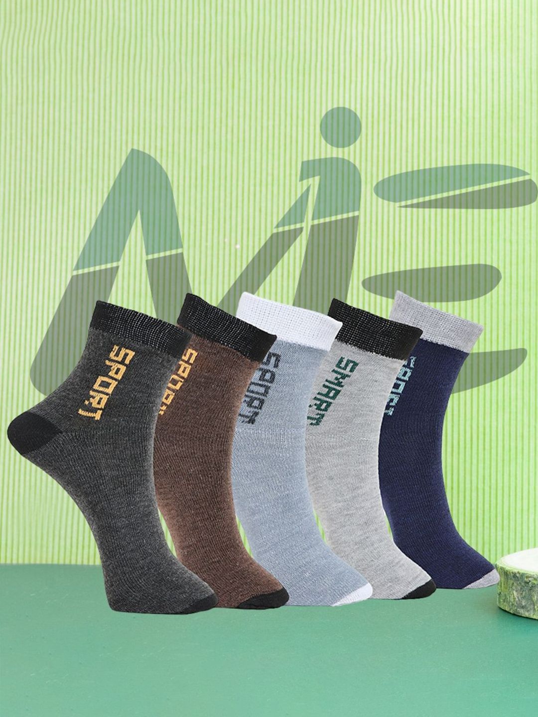 MJE Unisex Pack Of 5 Printed Anti-Odour Ankle-Length Socks-picture-37