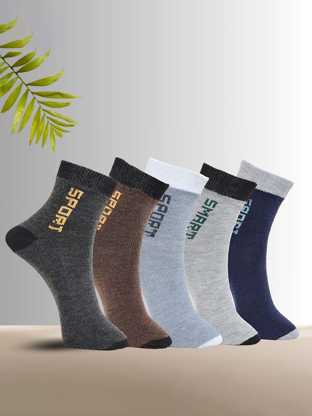 MJE Pack Of 5 Printed Mid Rise Ankle Length Socks-picture-44