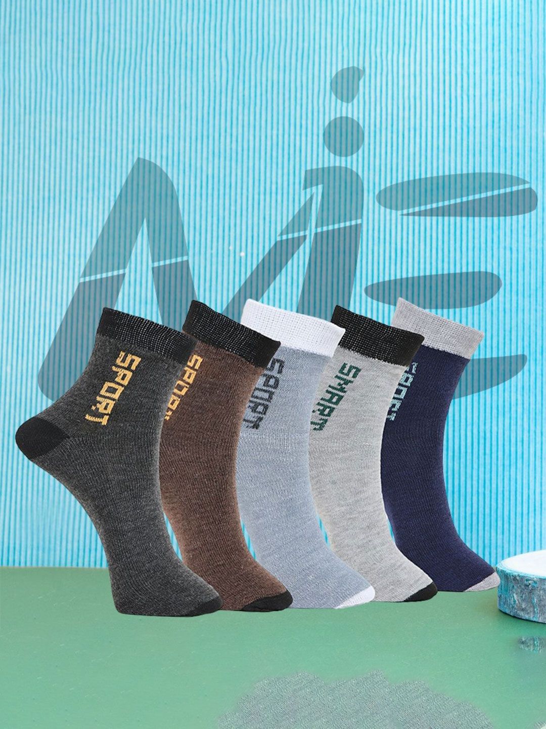 MJE Pack Of 5 Printed Mid Rise Ankle Length Socks-picture-32