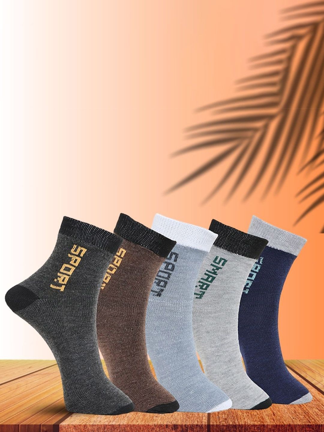 MJE Unisex Pack Of 5 Printed Anti-Odour Ankle-Length Socks-picture-44