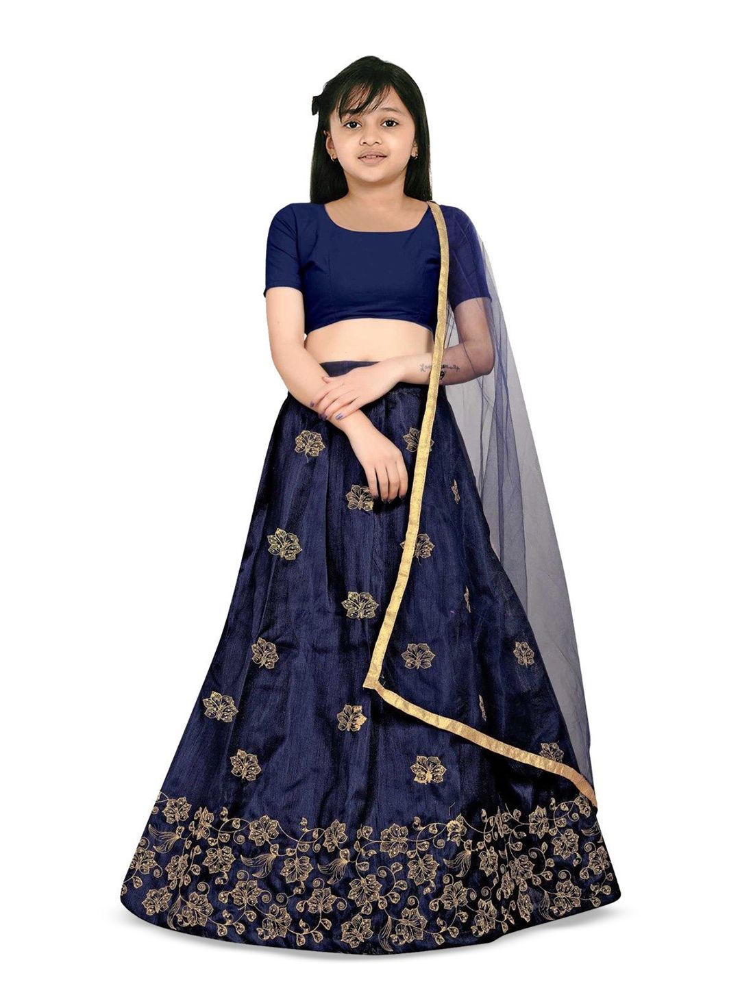 Tejam Girls Embroidered Ready to Wear Lehenga & Blouse With Dupatta-image-38