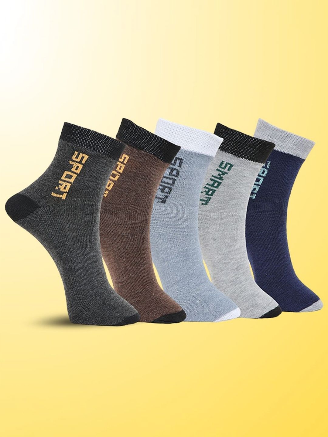 MJE Pack Of 5 Printed Mid Rise Ankle Length Socks-picture-47