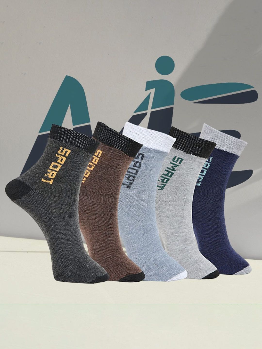 MJE Pack Of 5 Printed Mid Rise Ankle Length Socks-picture-30