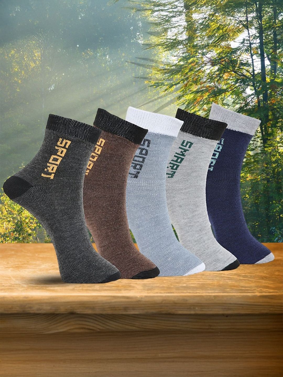 MJE Pack Of 5 Printed Mid Rise Ankle Length Socks-picture-23