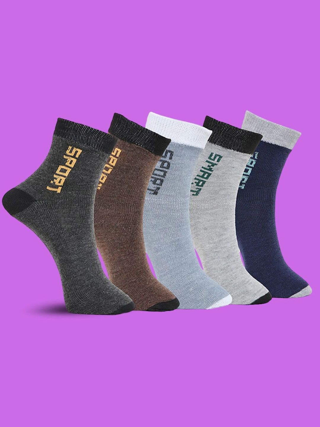 MJE Pack Of 5 Printed Mid Rise Ankle Length Socks-picture-40