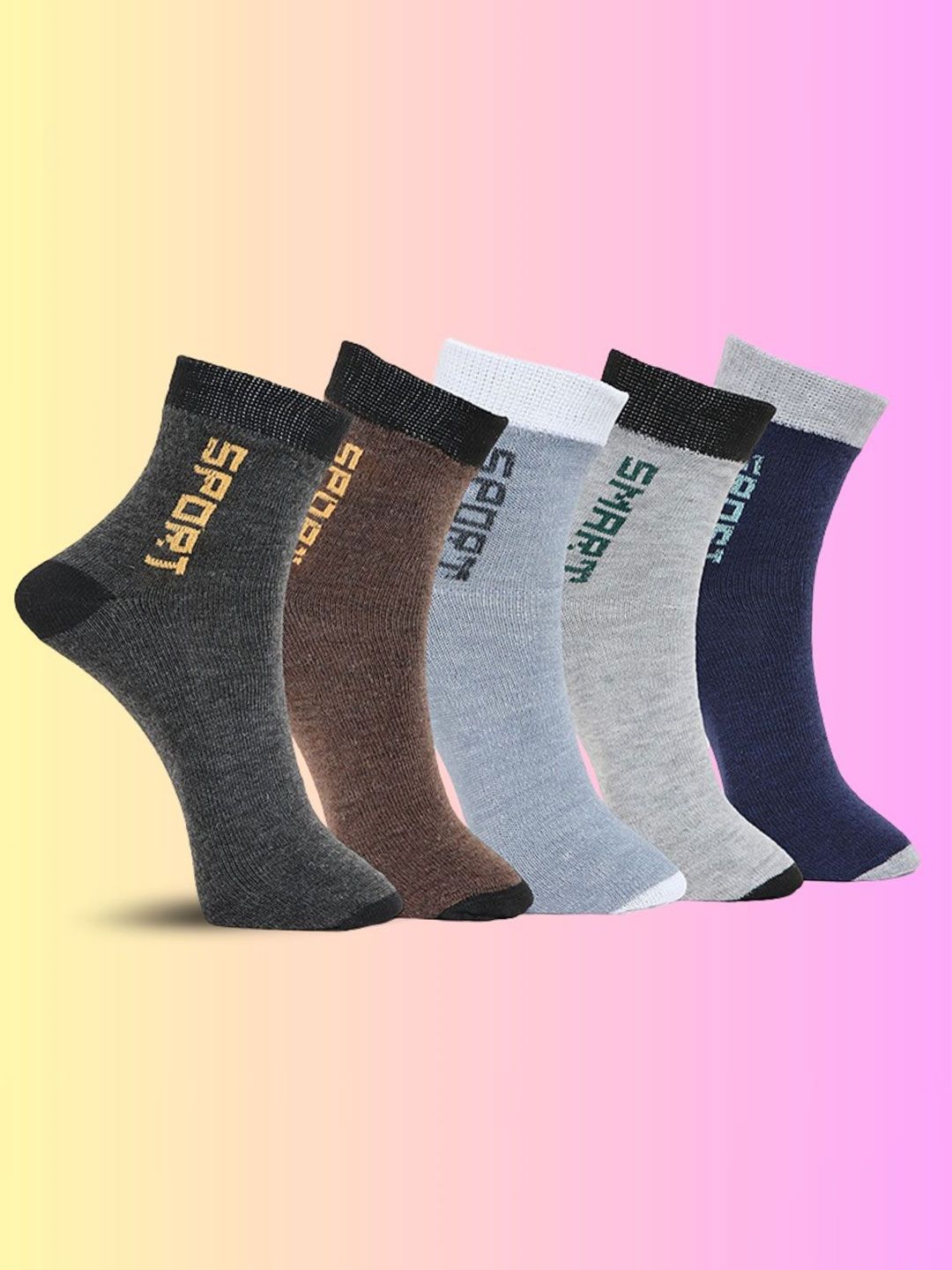 MJE Unisex Pack Of 5 Printed Anti-Odour Ankle-Length Socks-picture-26