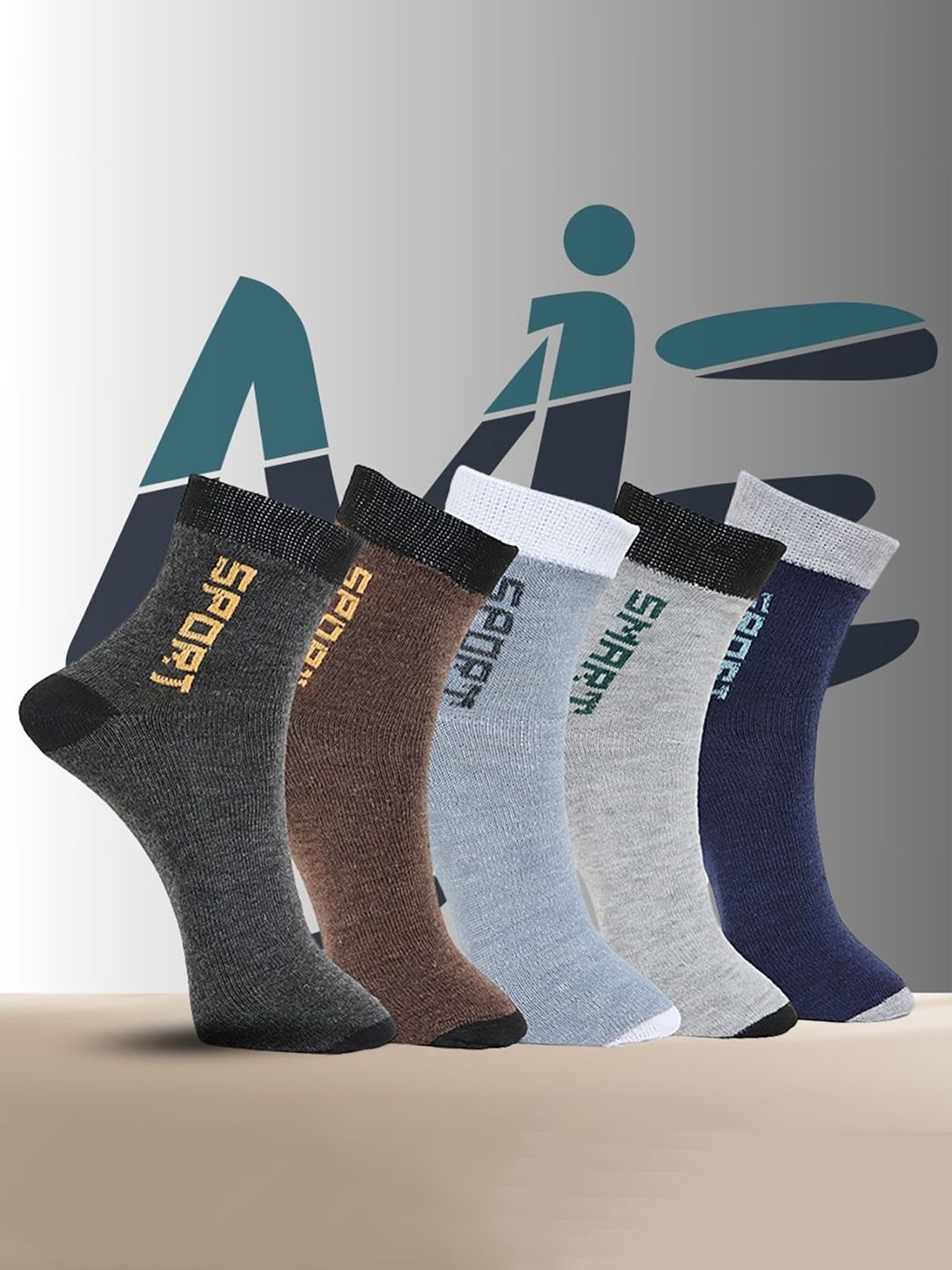 MJE Unisex Pack Of 5 Printed Anti-Odour Ankle-Length Socks-picture-30