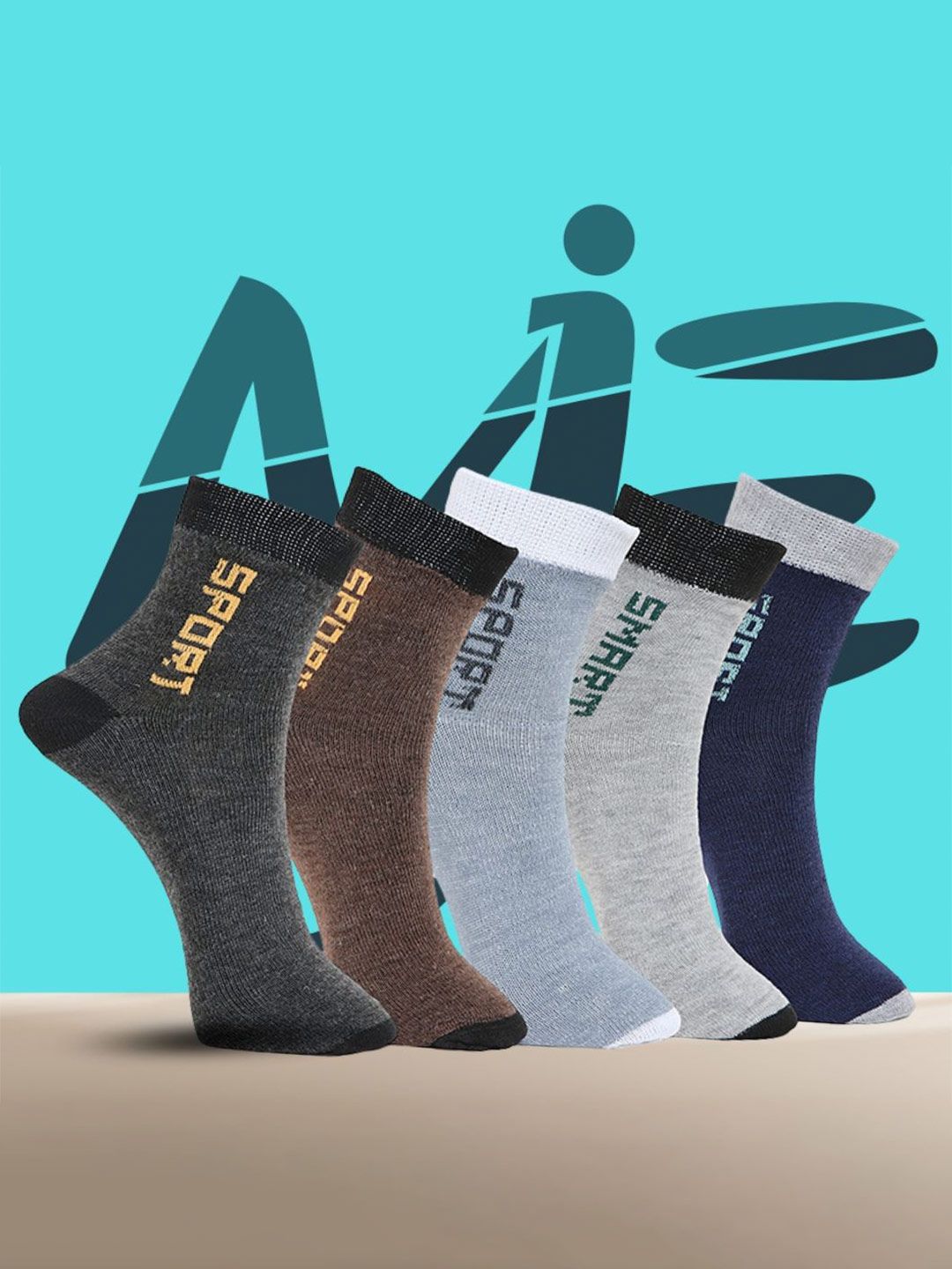 MJE Unisex Pack Of 5 Printed Anti-Odour Ankle-Length Socks-picture-52