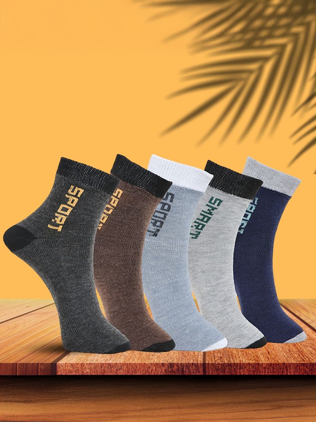 MJE Pack Of 5 Printed Mid Rise Ankle Length Socks-picture-12