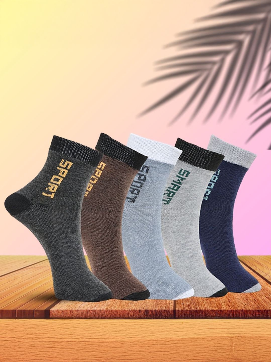 MJE Pack Of 5 Printed Mid Rise Ankle Length Socks-picture-17
