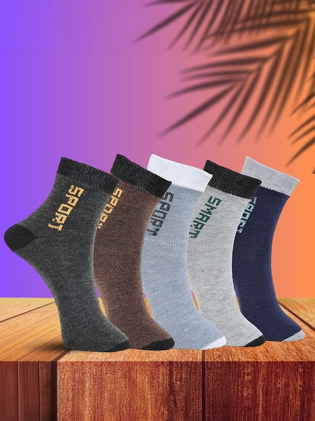 MJE Pack Of 5 Printed Mid Rise Ankle Length Socks-picture-30