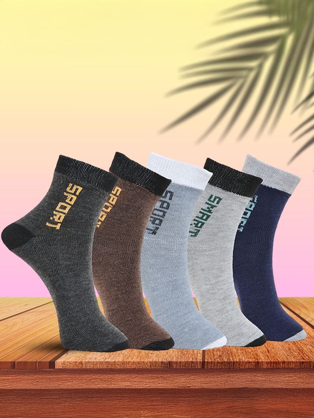 MJE Pack Of 5 Printed Mid Rise Ankle Length Socks-picture-25