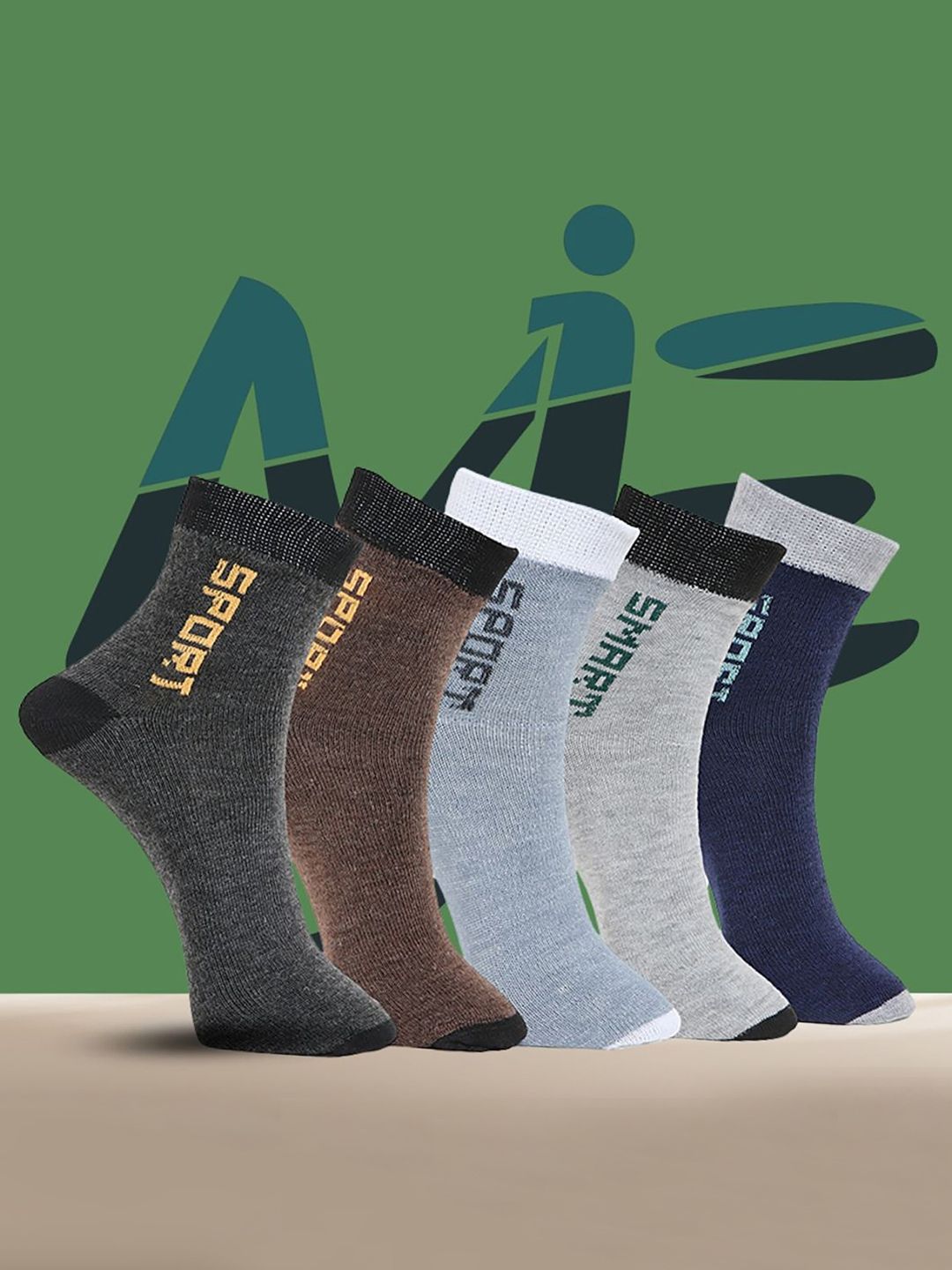 MJE Pack Of 5 Printed Mid Rise Ankle Length Socks-picture-39