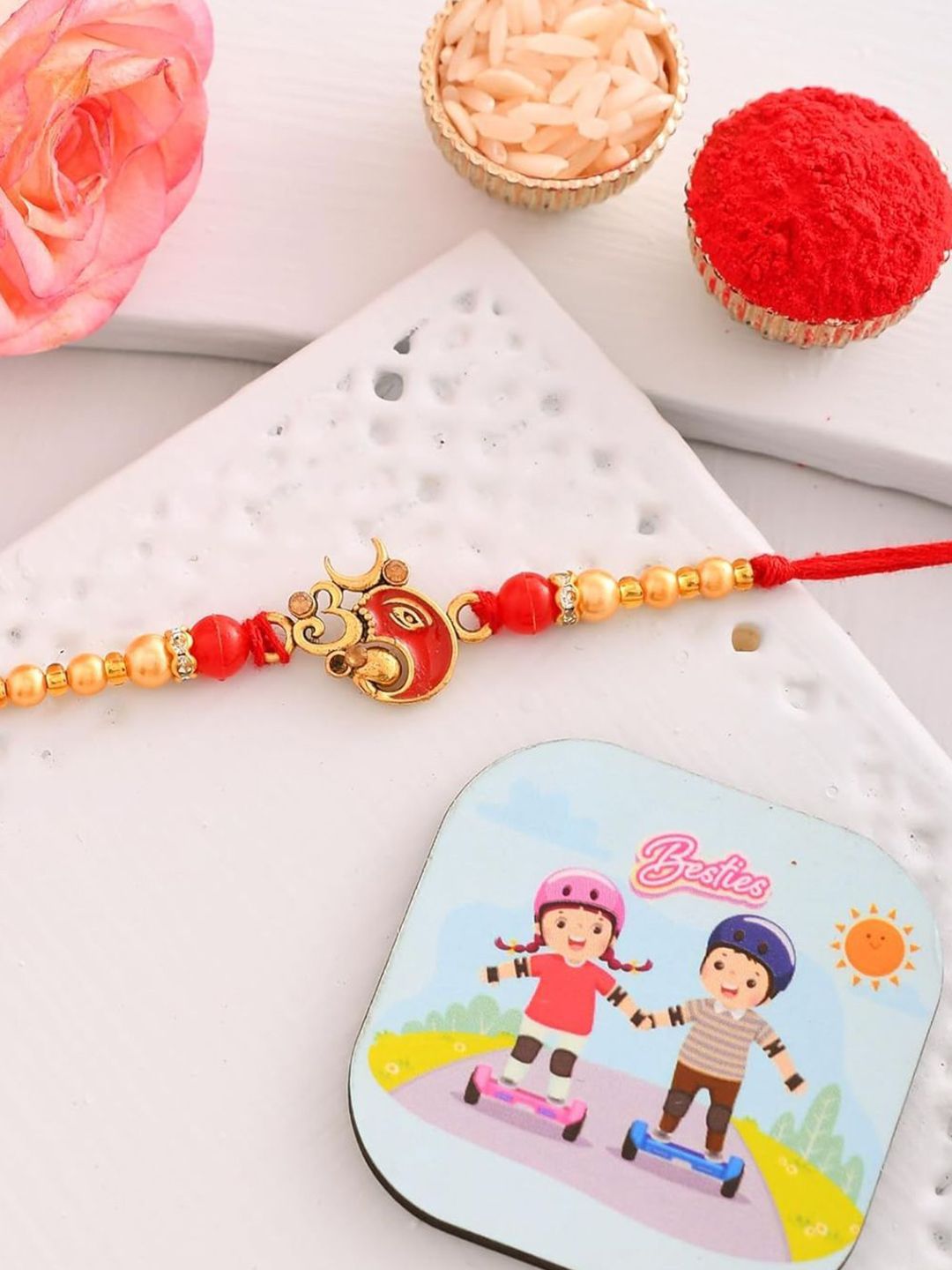 CraftVatika Om Ganesha Rakhi with Fridge Magnet Gift Set-picture-11