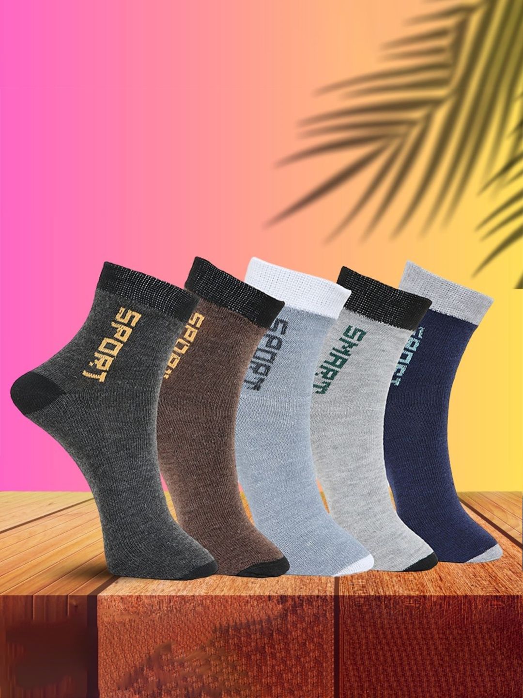 MJE Unisex Pack Of 5 Printed Anti-Odour Ankle-Length Socks-picture-28