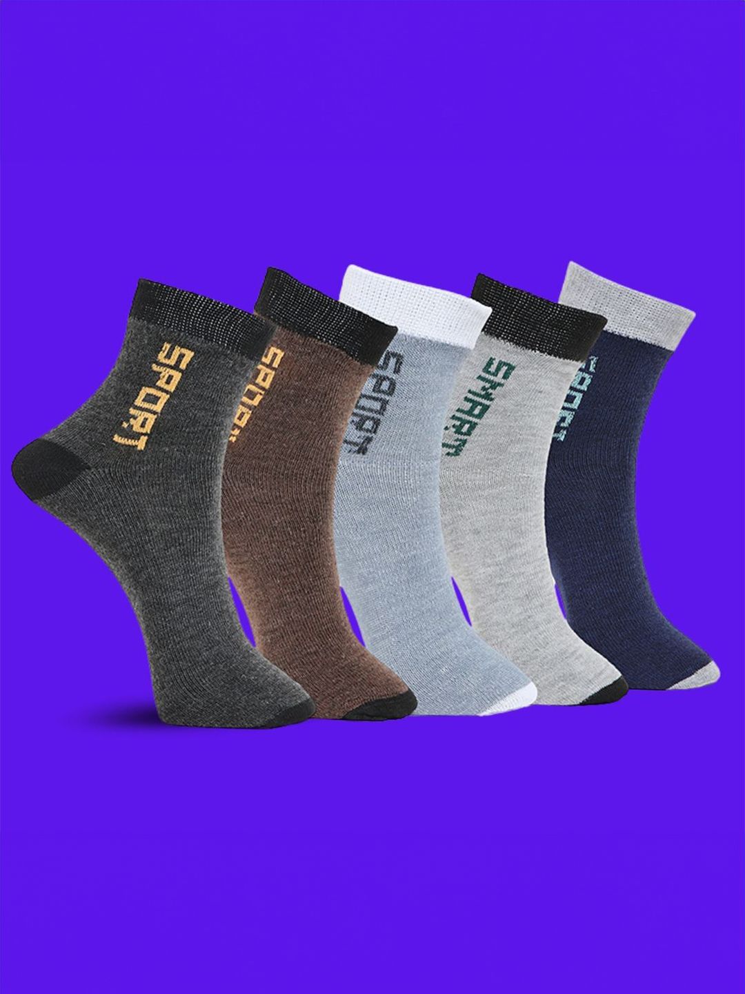MJE Unisex Pack Of 5 Printed Anti-Odour Ankle-Length Socks-picture-48