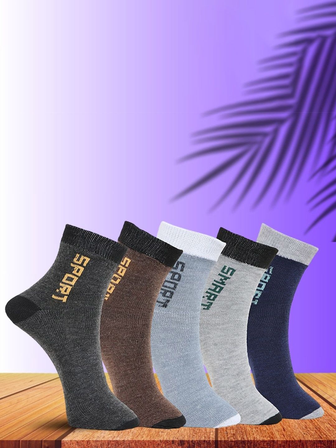 MJE Unisex Pack Of 5 Printed Anti-Odour Ankle-Length Socks-picture-18
